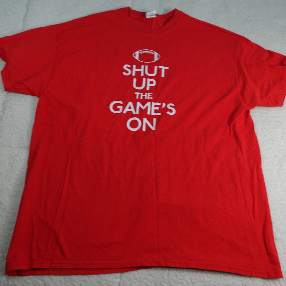 Red "SHUT UP The Game's On" T-Shirt X-Large